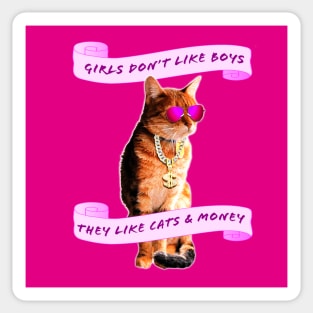 Girls Love Cats And Money Sticker